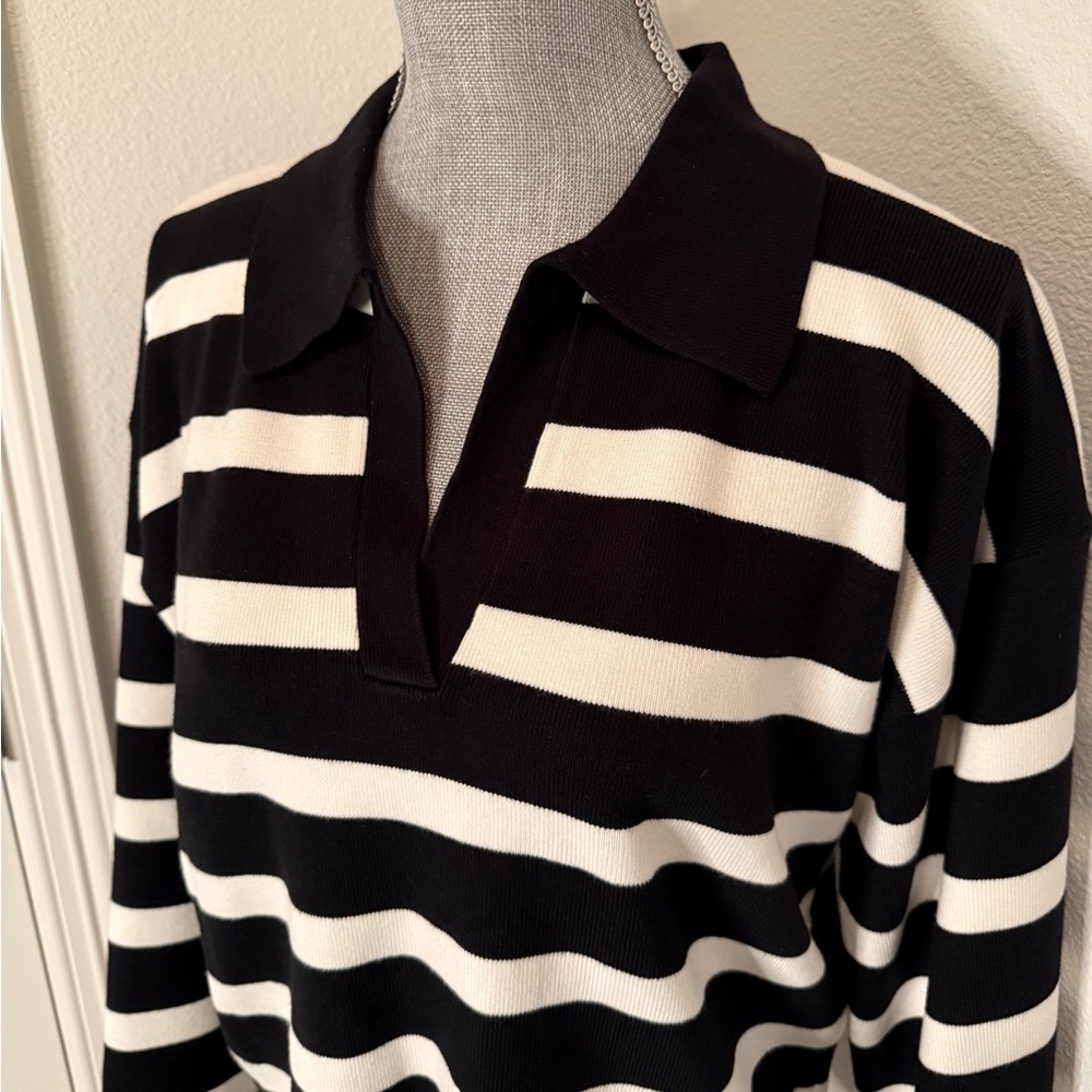 English Factory Striped Crop Sweater White/Black | M - Picture 5 of 11